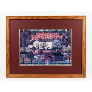 Charles Wysocki "valley Pumpkin Farm” CUSTOM FRAMED Americana folk art